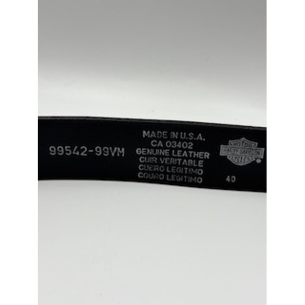 Harley Davidson Belt Black Genuine Leather USA Buckle Motorcycle Biker Waist 40 - Picture 3 of 4
